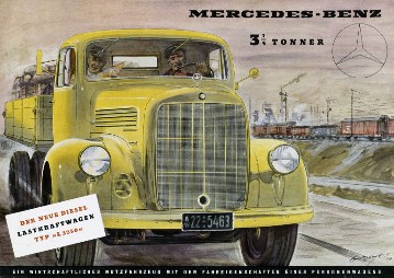 Mercedes-Benz L 3250, 3 1/2 Tonner, Titelblatt vom Verkaufsprospekt, Zeichnung: Walter Gotschke