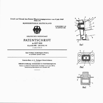 Patentschrift 827 905 "Schliessvorrichtung, insbesondere für Kraftfahrzeugtüren", April 1949