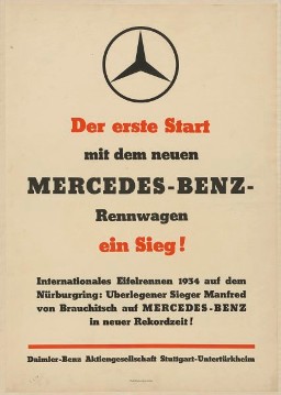 Poster "Race victory Eifel Race 1934", winner Manfred von Brauchitsch