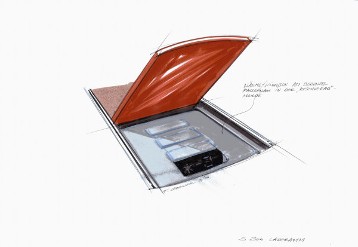 Mercedes-Benz C-Class Estate, model series 204, design process: hand-drawn sketches are the first stage, here for a cooler box instead of the spare wheel recess in the load floor.