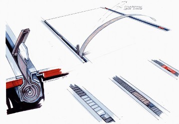 Mercedes-Benz C-Class Estate, model series 204, design process: hand-drawn sketches are the first stage, here for load compartment management.