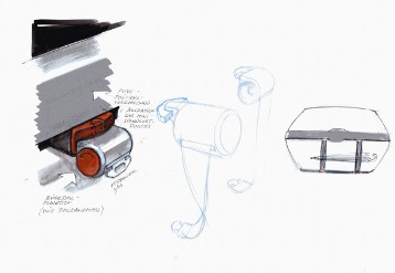 Mercedes-Benz C-Klasse T-Modell, Baureihe 204, Designprozess: am Beginn stehen händische Skizzen, hier zum Laderaummanagement.