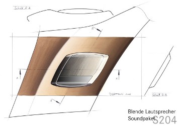 Mercedes-Benz C-Klasse T-Modell, Baureihe 204, Designprozess: am Beginn stehen händische Skizzen, hier zur Integration der Lautsprecherblende des Soundpakets im Bereich der D-Säule.