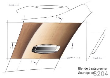 Mercedes-Benz C-Klasse T-Modell, Baureihe 204, Designprozess: am Beginn stehen händische Skizzen, hier zur Integration der Lautsprecherblende des Soundpakets im Bereich der D-Säule.