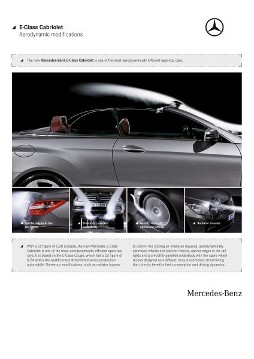 Mercedes-Benz E-Class Cabriolet, model series 207. Illustration of the aerodynamic modifications with the smoke probe in the wind tunnel of the Mercedes-Benz plant in Stuttgart-Untertürkheim, English text.