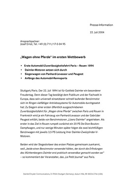 Presseinformationen 22. July 2004