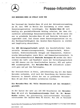 Presseinformationen 28. Februar 1989