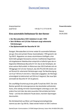 Presseinformationen 4. September 2005